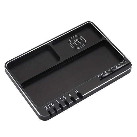 Magnetic Screw Tray, Aluminum Alloy Screws Storage & Measuring Tray with Magnetic Pad