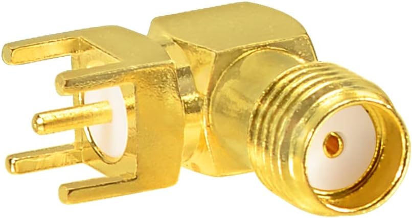 Superbat SMA Connectors Right Angle SMA Female PCB Edge Mount Connector Solder RF Coaxial Adapter