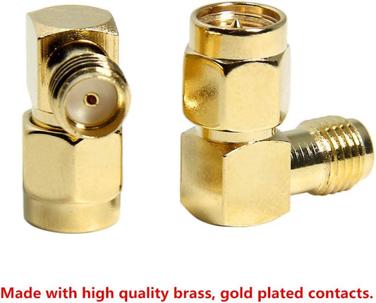 SMA Right Angle Adapter, SMA Male to SMA Female Connector 90 Degree Elbow RFAdapter for FPV Goggles, Transmitter, VTX Antenna