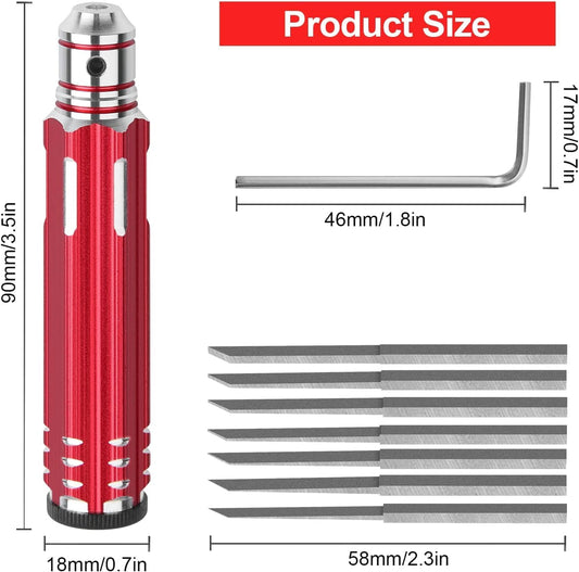 7 In 1 Prime Model Scriber with 7 Blades Gundam Resin Carved Scribe Line Cutting Tool Chisel (0.1/0.2/0.4/0.6/0.8/1.0/2.0mm) Black