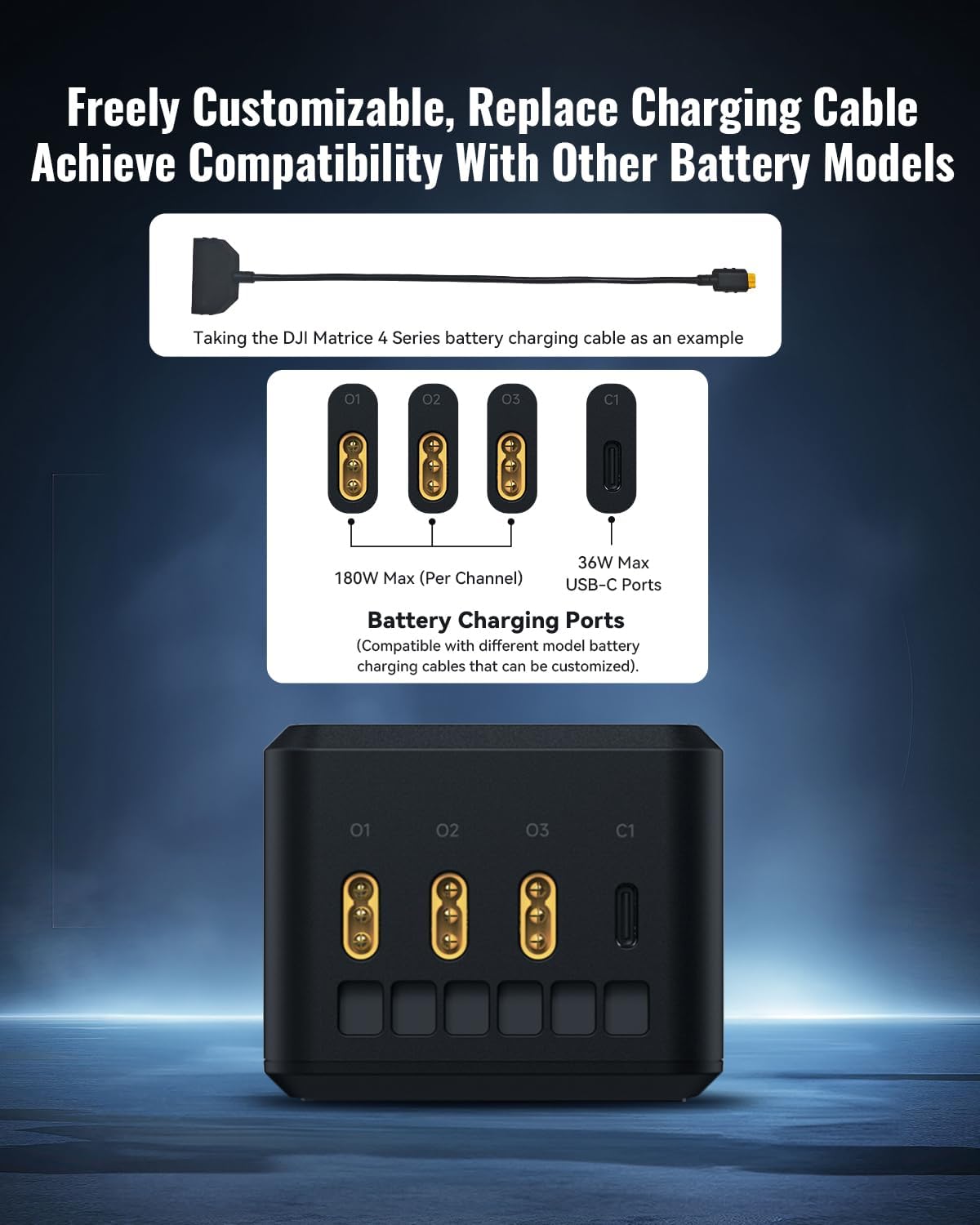 LKTOP 200W Matrice 4 Series Battery Charging Hub for DJI Matrice 4T/4E