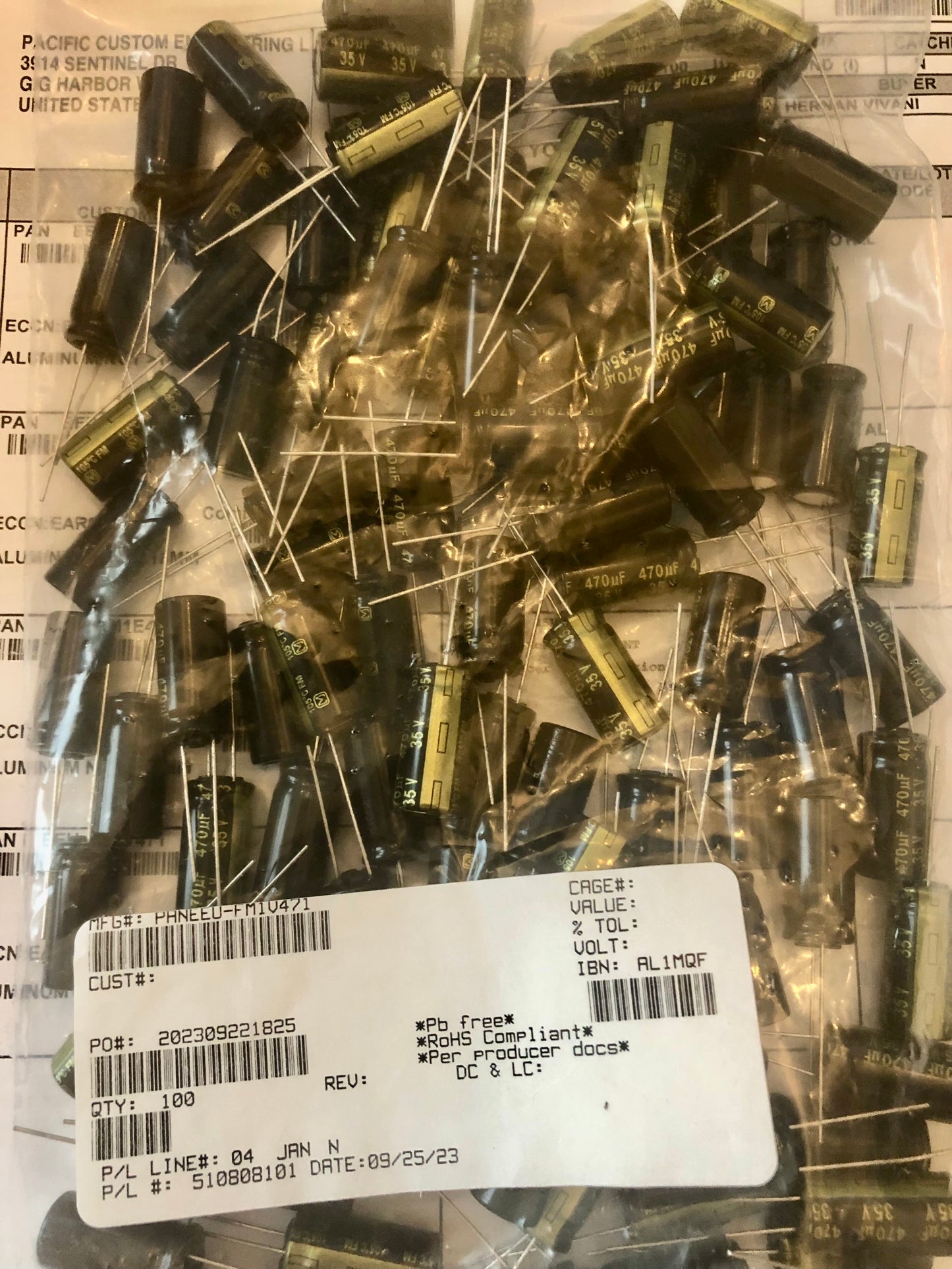 6 x Low ESR Capacitor 470uF 35V 10x20mm FM Radial Panasonic