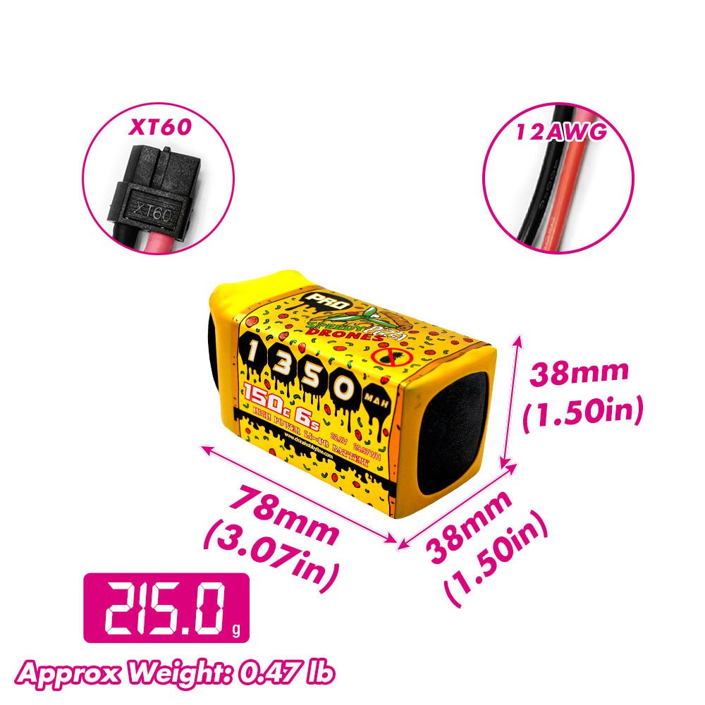 CNHL Speedy Pizza Series Pro 1350mAh 22.2V 6S 150C Lipo Battery with XT60 Plug - Buzz Fpv