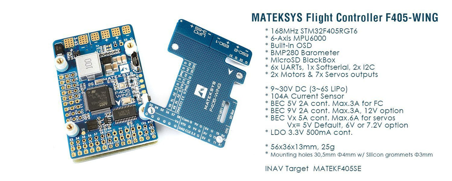Matek F405-Wing Flight Controller STM32F405, MPU6000, INAVOSD, BMP280
