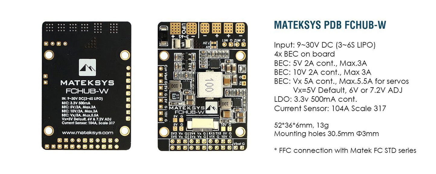 Matek FCHUB-W PDB For Fixed Wings / INAV