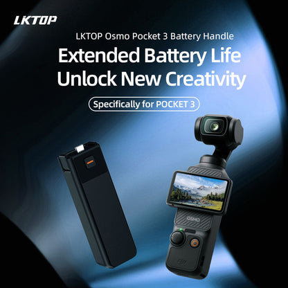 LKTOP Osmo Pocket 3 5000mAh Battery Handle , 22.5W Fast Charging, Built-in 5000mAh Battery, Reserved 1/4” Thread