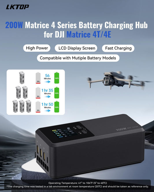LKTOP 200W Matrice 4 Series Battery Charging Hub for DJI Matrice 4T/4E