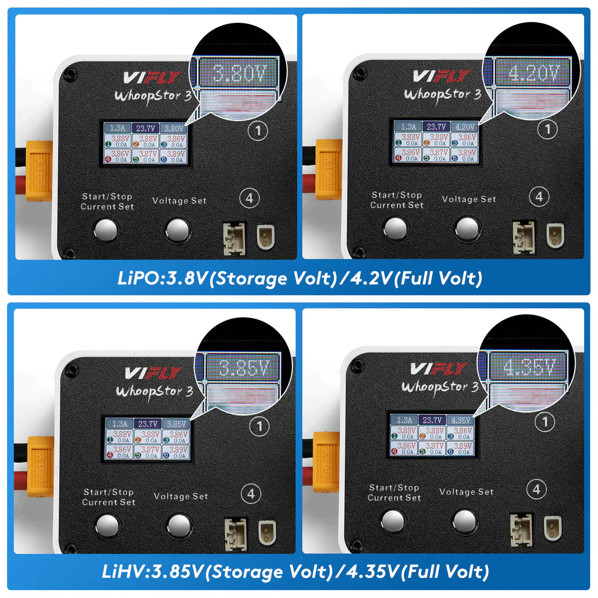 ViFly WhoopStor V3 1S Battery Charger Discharger LiPo LiHV BT2.0 PH2.0 WHITE