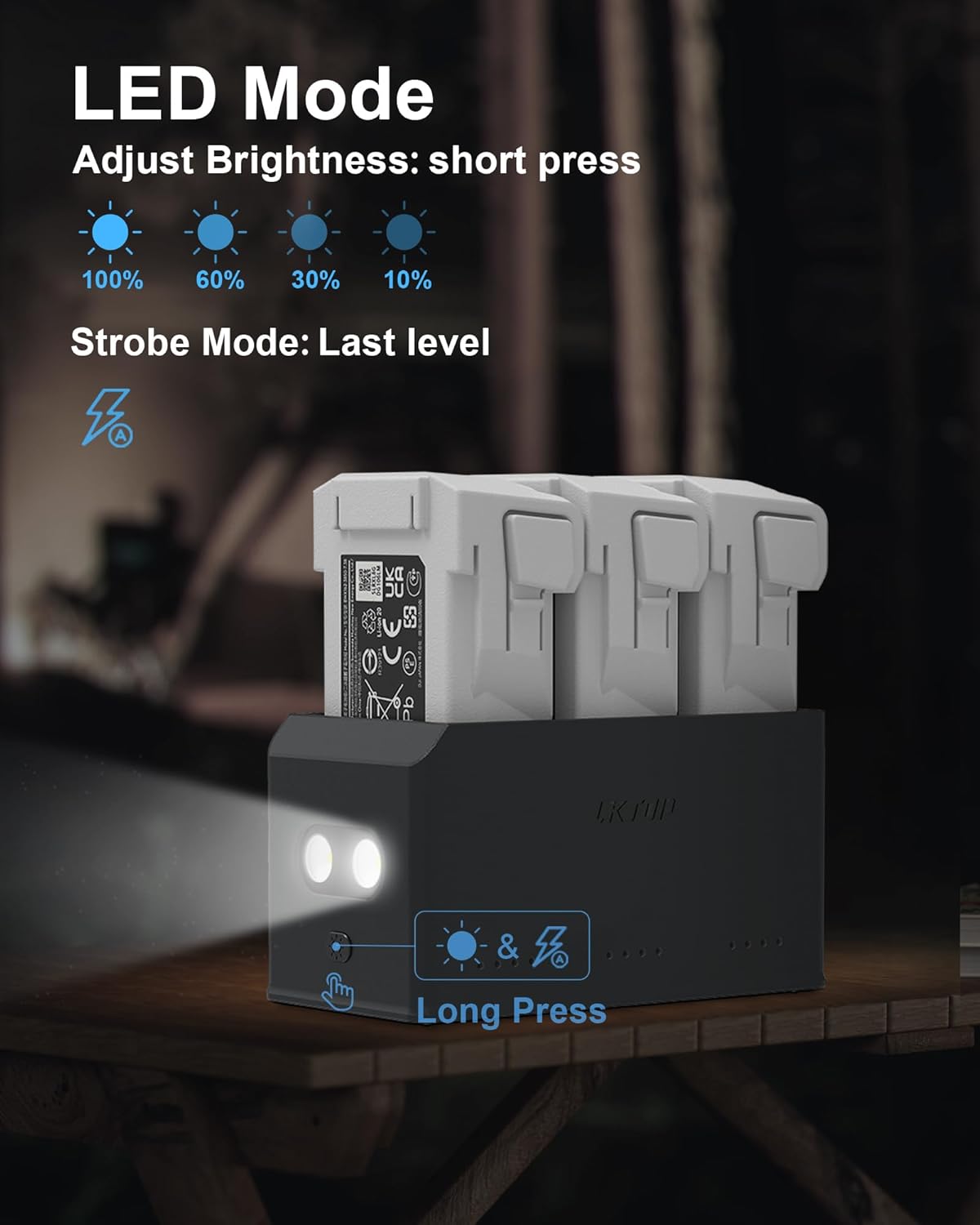 LKTOP 100W Mini 4 Pro/Mini 3 Series Battery Charging Hub  (3X Fast Charging) for DJI Mini4 Pro/3 Pro/3 Drone Accessories Charger with Storage LED Lights Alarm Mode (Charge 3 Batteries Simultaneously)