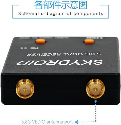 UVC Dual Antenna Control Receiver OTG 5.8G 150CH Full Channel FPV Receiver W/Audio for Android Smartphone (Black)