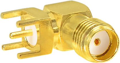 Superbat SMA Connectors Right Angle SMA Female PCB Edge Mount Connector Solder RF Coaxial Adapter
