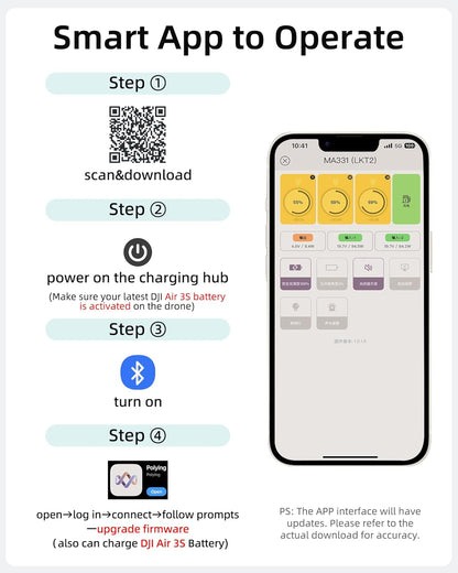 LKTOP 200W Air 3 Series Battey Charging Hub for DJI/Specta Air 3 Series Drone,  with Gather Average Electricity/Fast Charging/Storage/LED/Alarm Mode, LED Display Screen