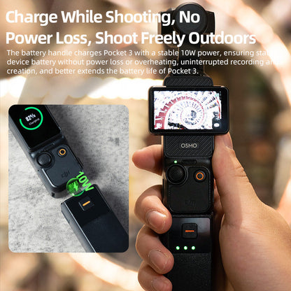 LKTOP Osmo Pocket 3 5000mAh Battery Handle , 22.5W Fast Charging, Built-in 5000mAh Battery, Reserved 1/4” Thread