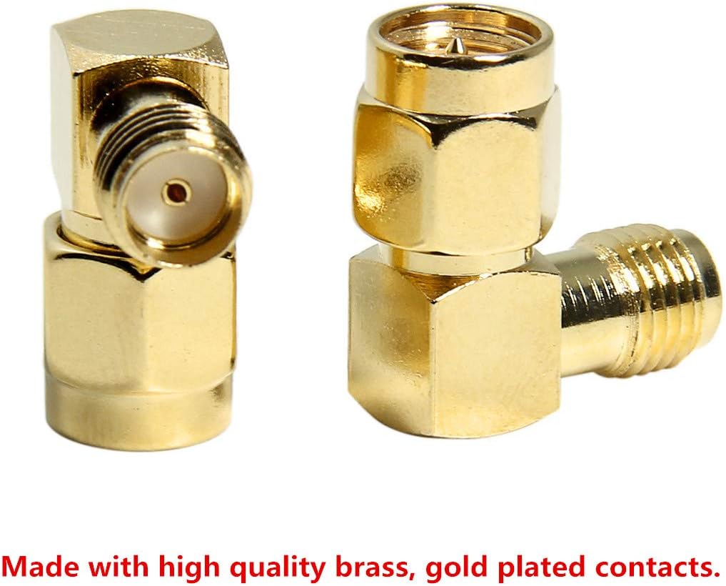 SMA Right Angle Adapter, SMA Male to SMA Female Connector 90 Degree Elbow RFAdapter for FPV Goggles, Transmitter, VTX Antenna