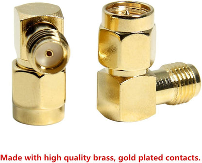 SMA Right Angle Adapter, SMA Male to SMA Female Connector 90 Degree Elbow RFAdapter for FPV Goggles, Transmitter, VTX Antenna