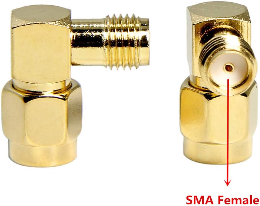 SMA Right Angle Adapter, SMA Male to SMA Female Connector 90 Degree Elbow RFAdapter for FPV Goggles, Transmitter, VTX Antenna