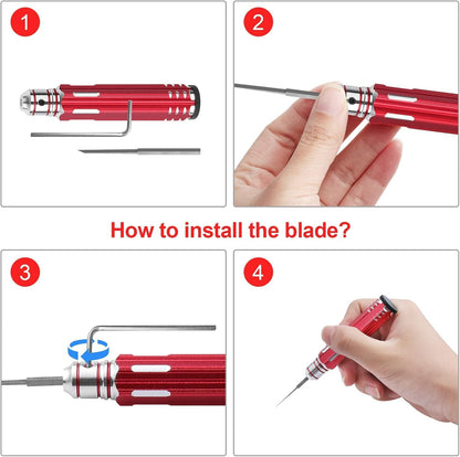 7 In 1 Prime Model Scriber with 7 Blades Gundam Resin Carved Scribe Line Cutting Tool Chisel (0.1/0.2/0.4/0.6/0.8/1.0/2.0mm) Black