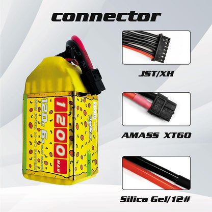CNHL 1200mAh 120C 6S Lipo Battery Speedy Pizza 22.2V with XT60 Plug for FPV Racing RC Quadcopter Helicopter Airplane