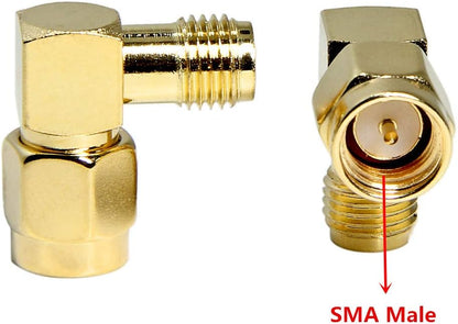 SMA Right Angle Adapter, SMA Male to SMA Female Connector 90 Degree Elbow RFAdapter for FPV Goggles, Transmitter, VTX Antenna
