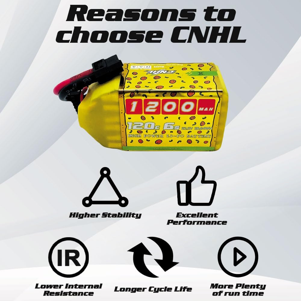 CNHL 1200mAh 120C 6S Lipo Battery Speedy Pizza 22.2V with XT60 Plug for FPV Racing RC Quadcopter Helicopter Airplane