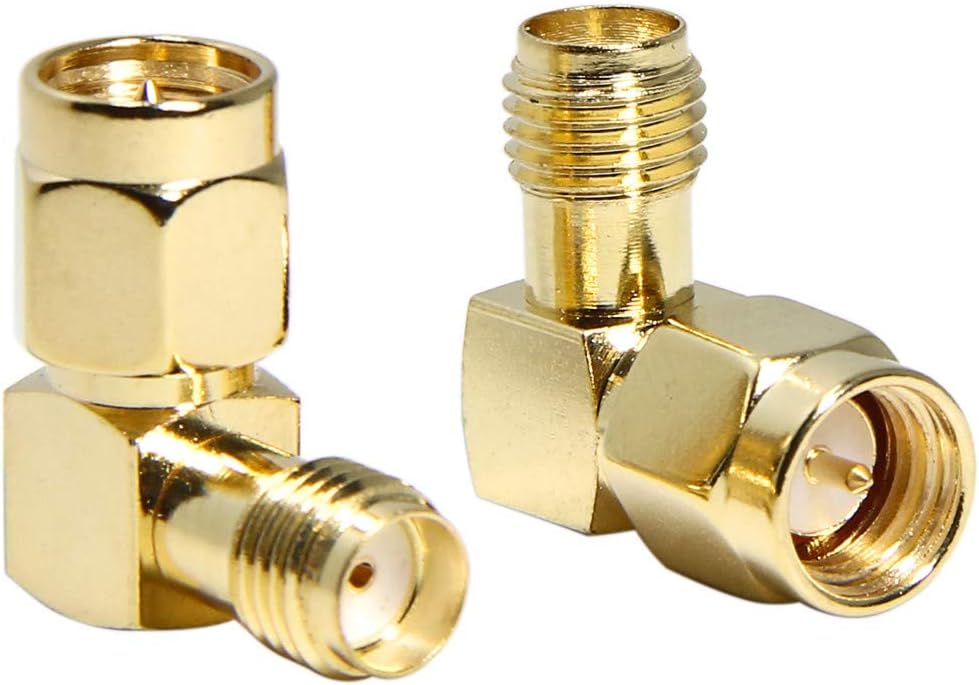 SMA Right Angle Adapter, SMA Male to SMA Female Connector 90 Degree Elbow RFAdapter for FPV Goggles, Transmitter, VTX Antenna