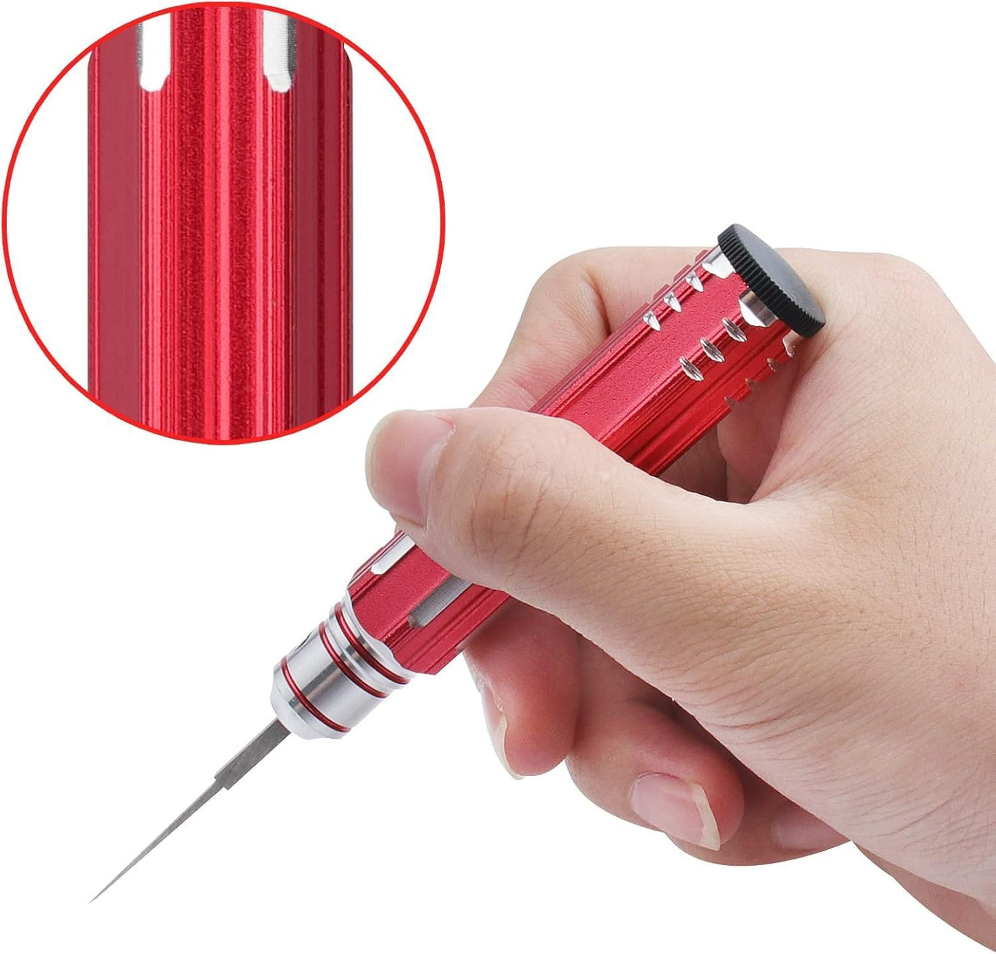 7 In 1 Prime Model Scriber with 7 Blades Gundam Resin Carved Scribe Line Cutting Tool Chisel (0.1/0.2/0.4/0.6/0.8/1.0/2.0mm) Black