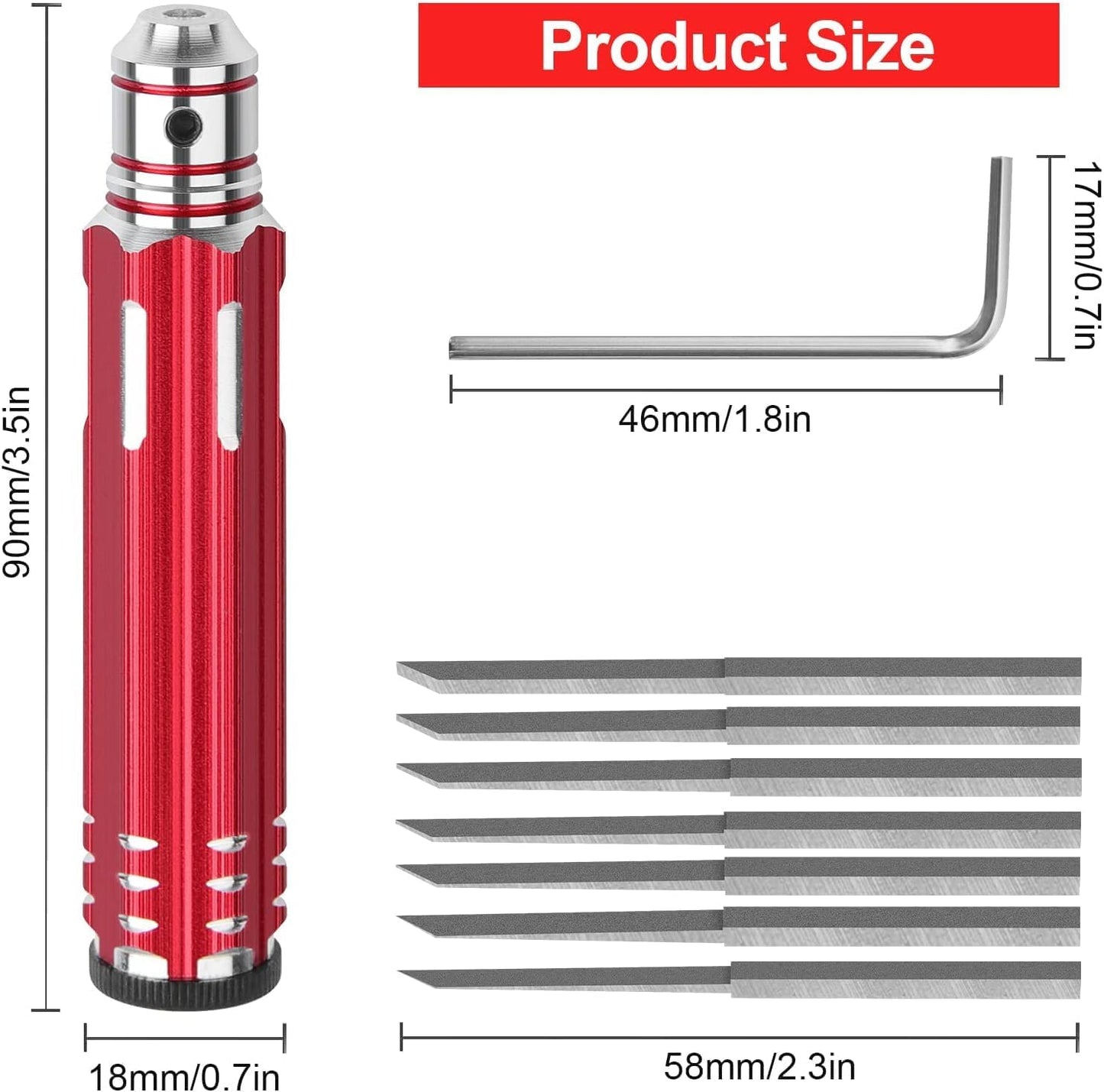 7 In 1 Prime Model Scriber with 7 Blades Gundam Resin Carved Scribe Line Cutting Tool Chisel (0.1/0.2/0.4/0.6/0.8/1.0/2.0mm) Black