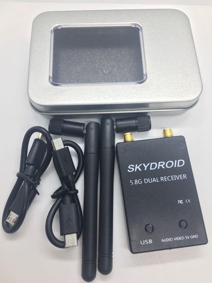 UVC Dual Antenna Control Receiver OTG 5.8G 150CH Full Channel FPV Receiver W/Audio for Android Smartphone (Black)