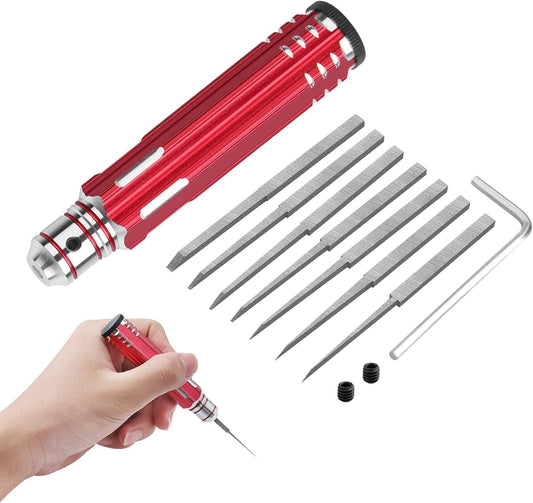 7 In 1 Prime Model Scriber with 7 Blades Gundam Resin Carved Scribe Line Cutting Tool Chisel (0.1/0.2/0.4/0.6/0.8/1.0/2.0mm) Black