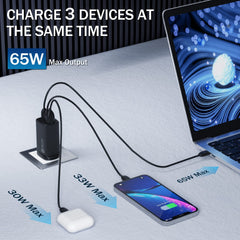 HEYMIX 65W GaN3 USB-C Charger 2C1A Port AU Plug w 1.5m 100w Cable