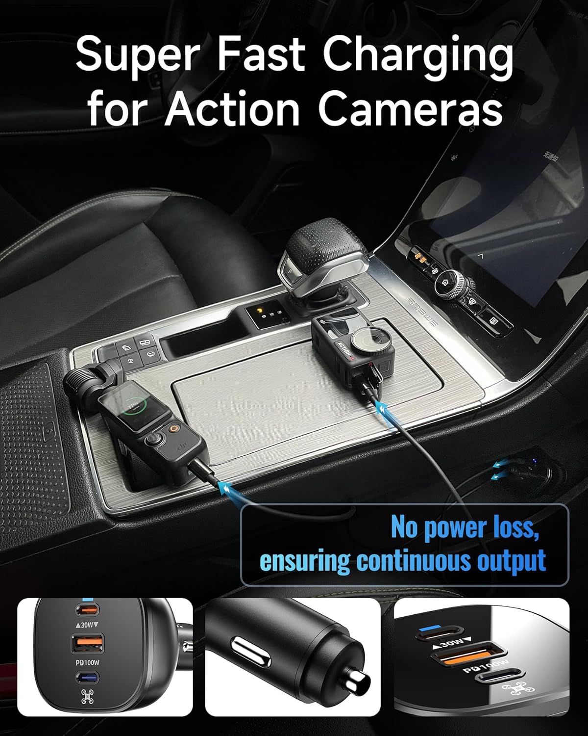 130W Drone Car Charger for DJI, 3-Port USB-C/USB-A Fast Charger, Battrey Power Adapter for DJI Mini/Air/Mavic 4 Pro/Mavic 3/Avata/Flip/Neo Series Drone, Charging Hub, Controller Accessories