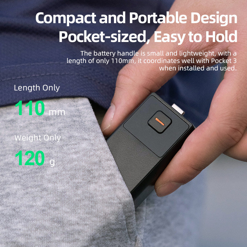 LKTOP Osmo Pocket 3 5000mAh Battery Handle , 22.5W Fast Charging, Built-in 5000mAh Battery, Reserved 1/4” Thread