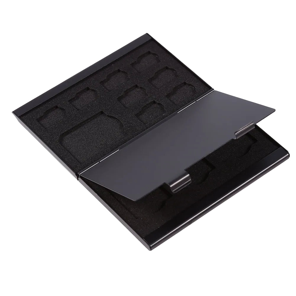 BuzzFpv SD card holder, 12 Slots Aluminium Storage Box Case For Micro SD Card & SD Card Memory Card Holder, memory card carrying case
