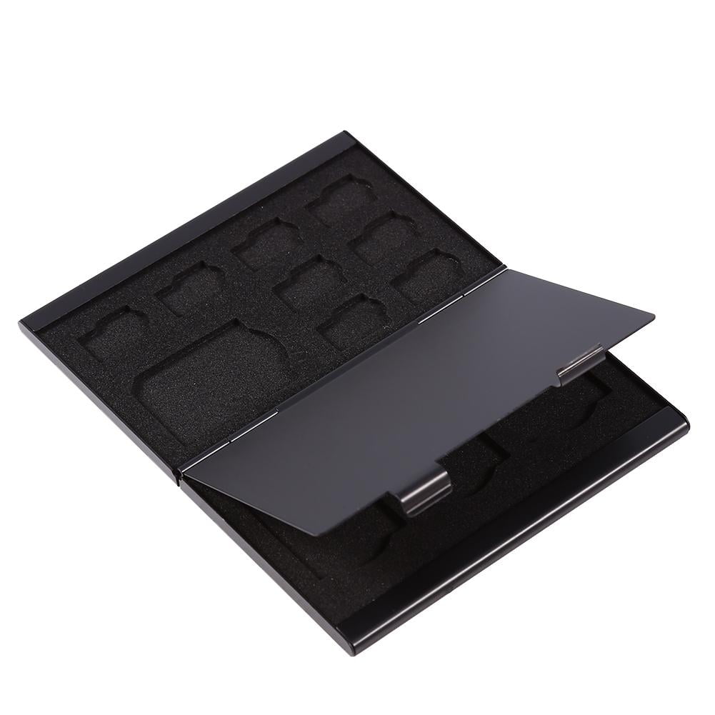 BuzzFpv SD card holder, 12 Slots Aluminium Storage Box Case For Micro SD Card & SD Card Memory Card Holder, memory card carrying case