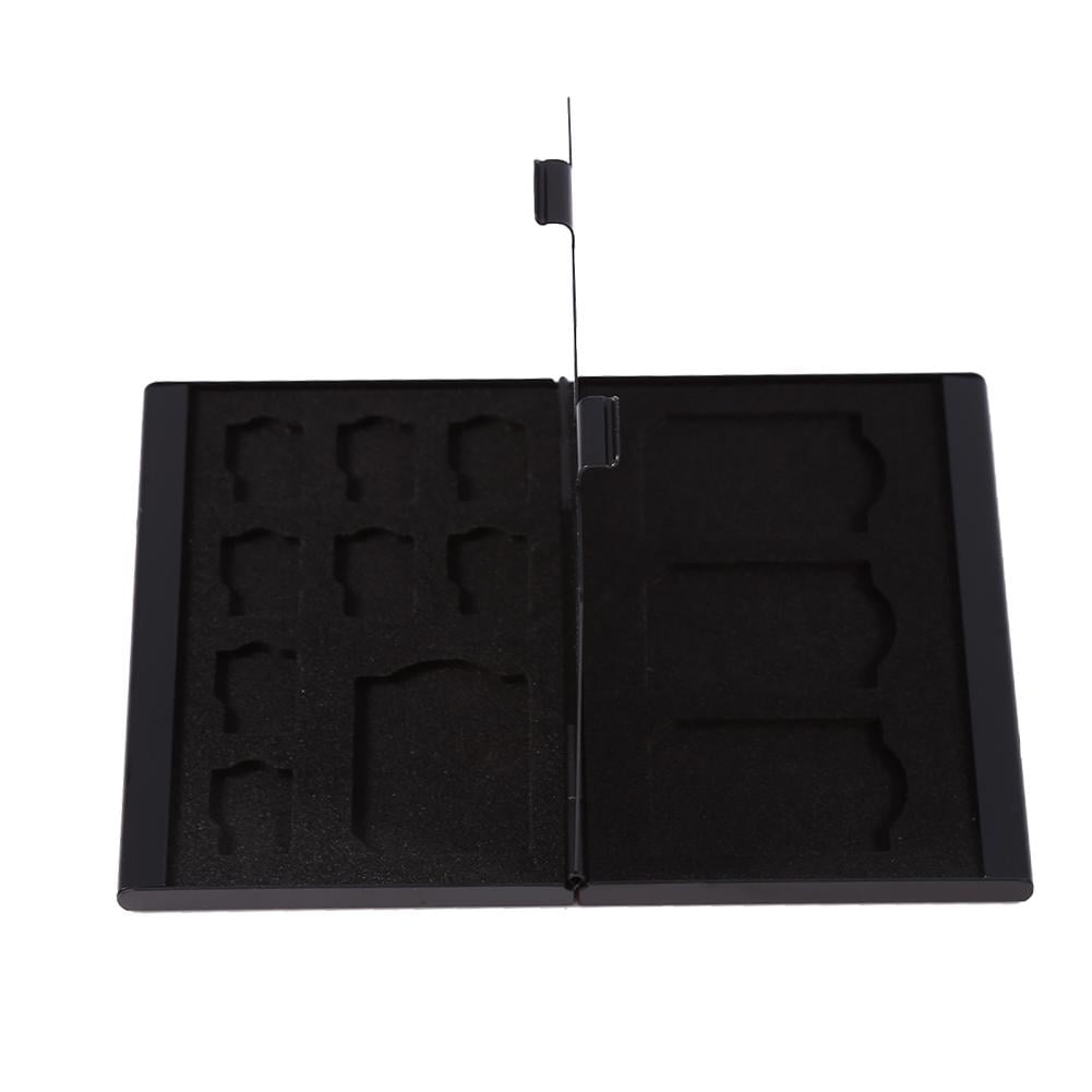 BuzzFpv SD card holder, 12 Slots Aluminium Storage Box Case For Micro SD Card & SD Card Memory Card Holder, memory card carrying case