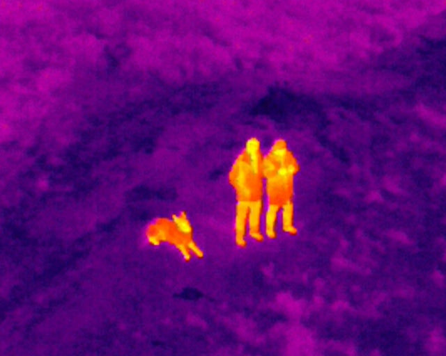 Thermal imaging sample shot from DJI H20T showing heat signatures