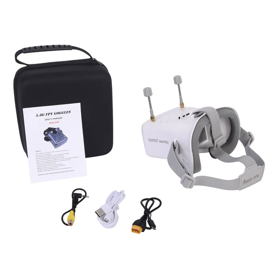 DMKR 008D PRO White FPV Goggle with DVR 5.8GHz 40ch Receiver 3.7V/2000mAh Battery 4.3 inch HD LCD