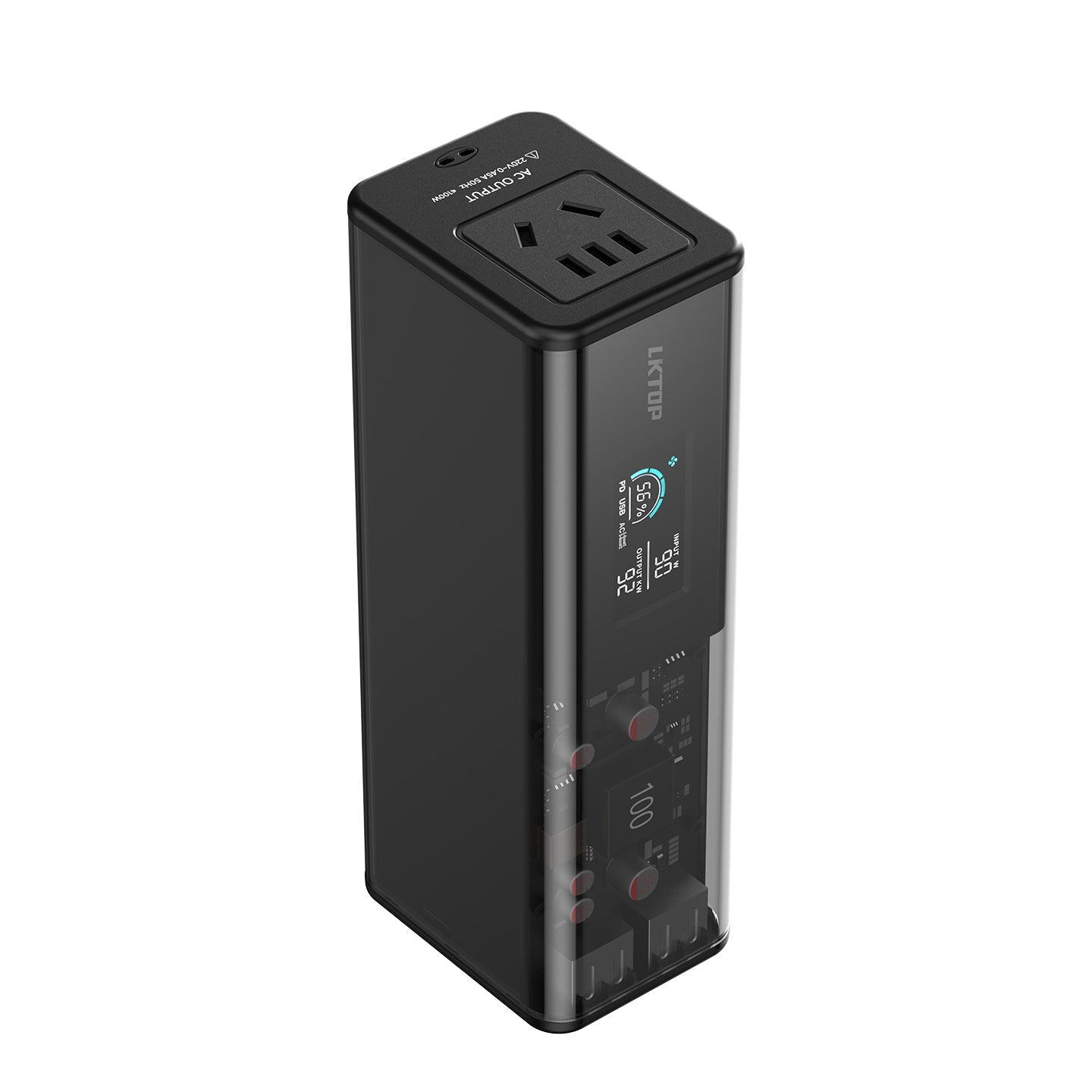 LKTOP POWER K1S 27000mAh Power Bank with AC Socket, 2 USB-A and 2 USB-C Port, 100W High Power，Built-in LED Lighting