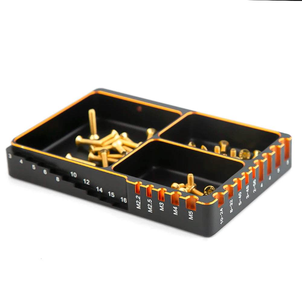 CNC Screw Tray Black &Gold Aluminum Magnet Screw Tray Storage Plate for RC Aircraft Automotive Boat Repair Tools