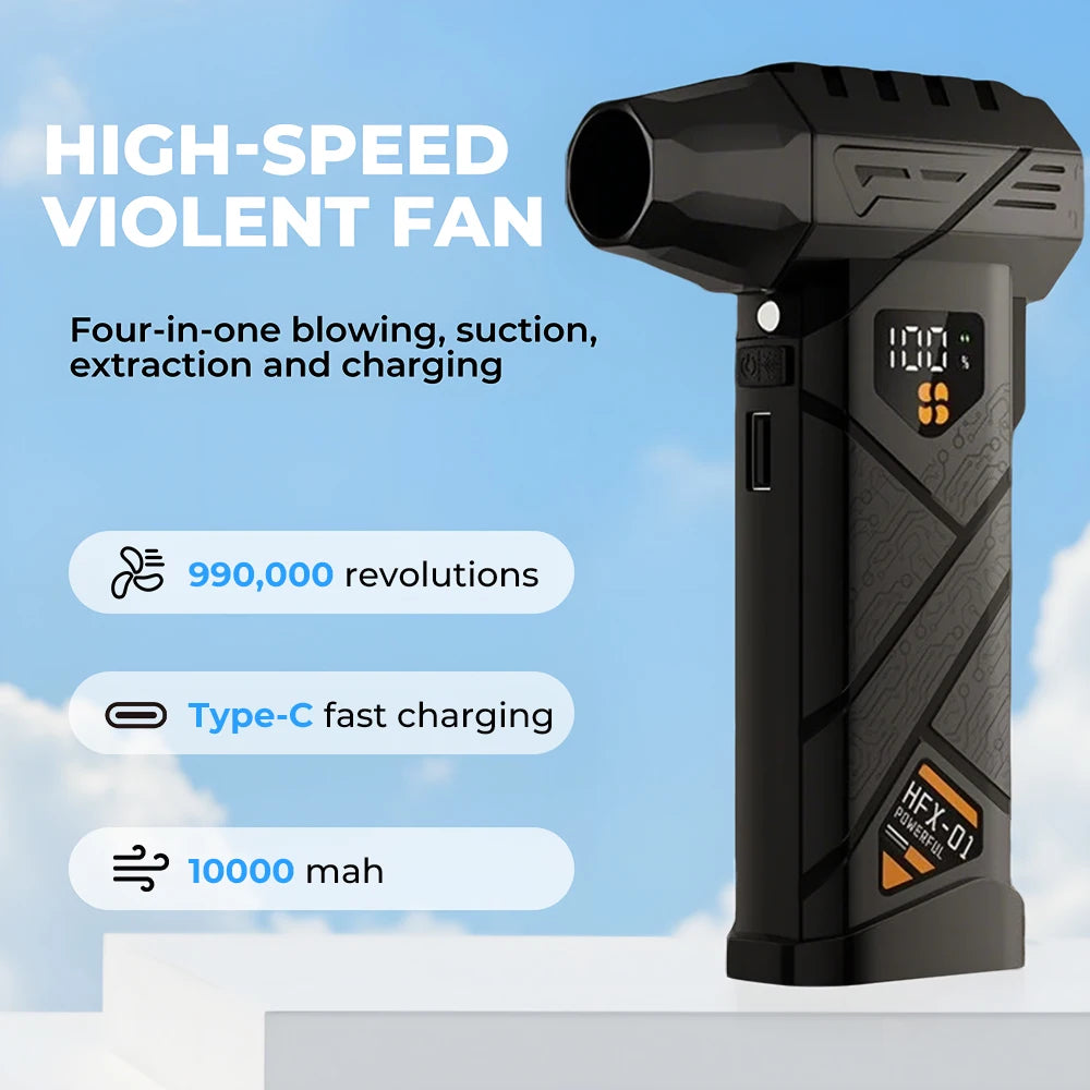 HFX-01 Violent Fan Turbo Air Blower Power Bank Function Compressed Air Duster / Vac