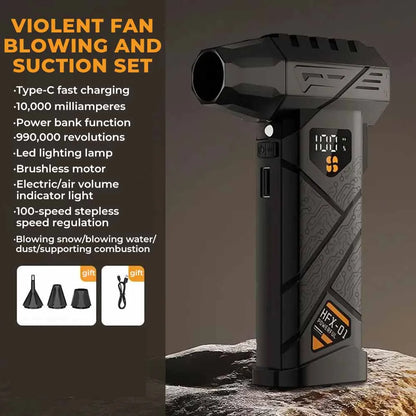 HFX-01 Violent Fan Turbo Air Blower Power Bank Function Compressed Air Duster / Vac