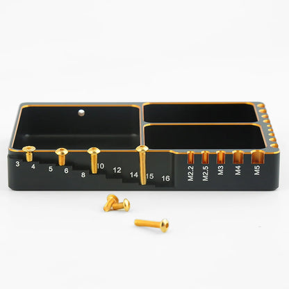 CNC Screw Tray Black &Gold Aluminum Magnet Screw Tray Storage Plate for RC Aircraft Automotive Boat Repair Tools