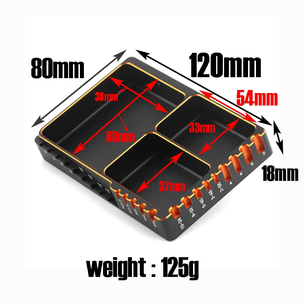 CNC Screw Tray Black &Gold Aluminum Magnet Screw Tray Storage Plate for RC Aircraft Automotive Boat Repair Tools