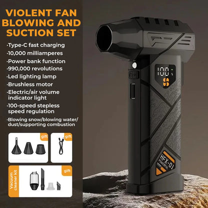 HFX-01 Violent Fan Turbo Air Blower Power Bank Function Compressed Air Duster / Vac