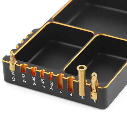 CNC Screw Tray Black &Gold Aluminum Magnet Screw Tray Storage Plate for RC Aircraft Automotive Boat Repair Tools