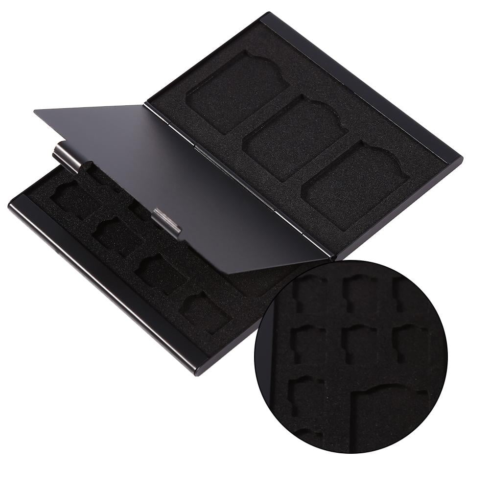 BuzzFpv SD card holder, 12 Slots Aluminium Storage Box Case For Micro SD Card & SD Card Memory Card Holder, memory card carrying case