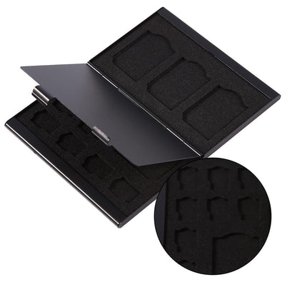 BuzzFpv SD card holder, 12 Slots Aluminium Storage Box Case For Micro SD Card & SD Card Memory Card Holder, memory card carrying case
