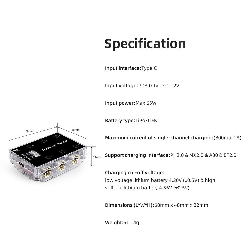 HGLRC Thor 1S Charger V2 Racing Model FPV drone Lithium Battery 6-way Charging Board Charger