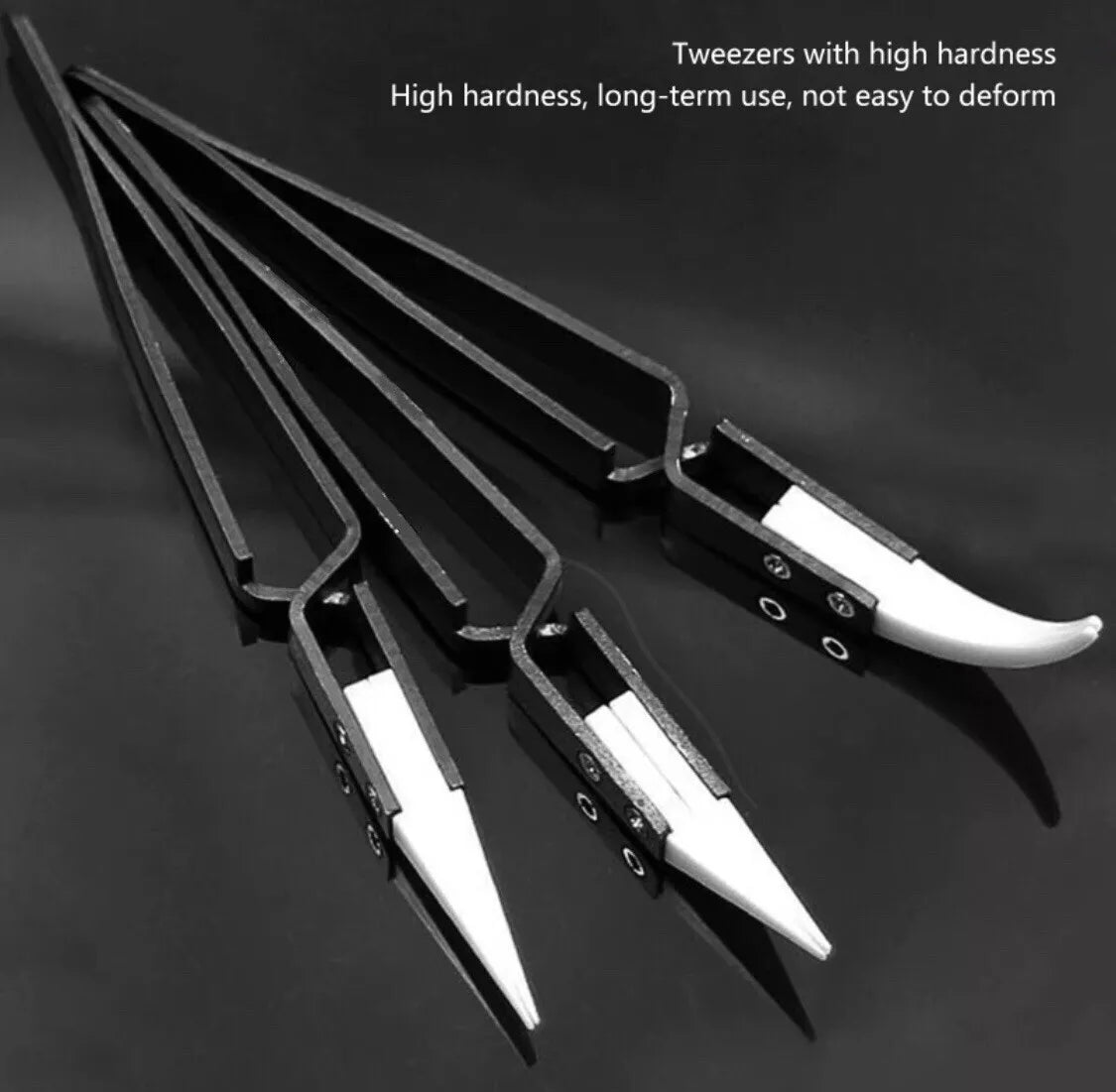 3x Anti-static Heat Resistant Tweezers Ceramic Reverse Tweezers Curved Straight