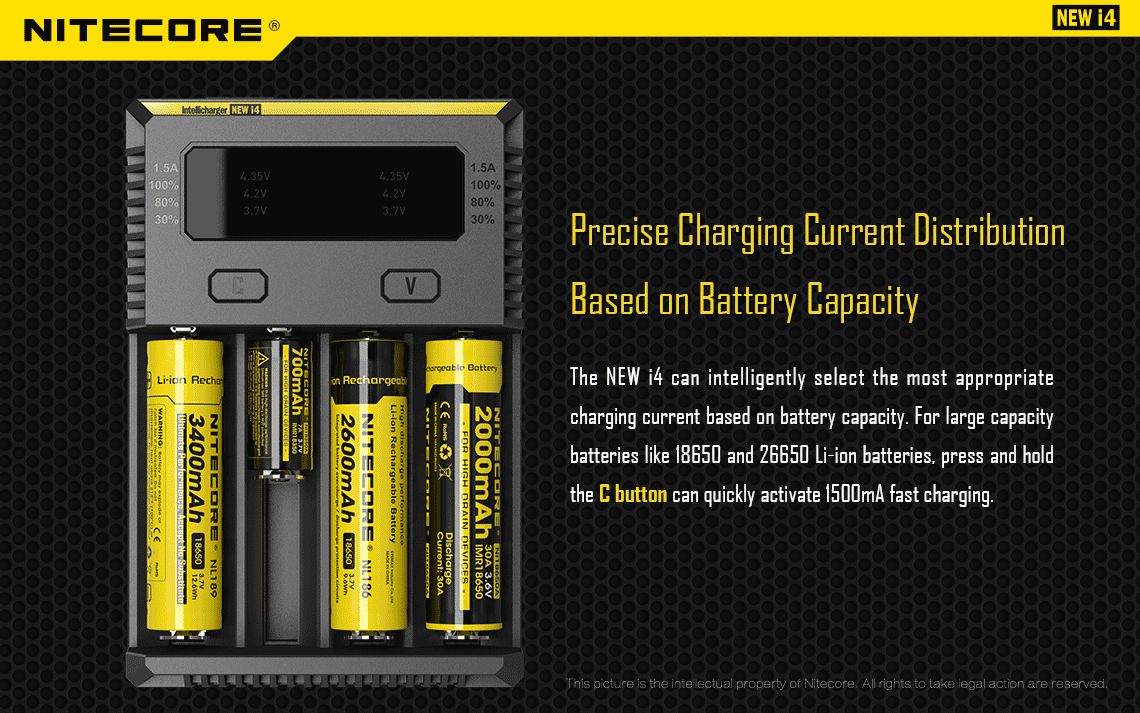 Nitecore New i4 18650 Charger AC / DC